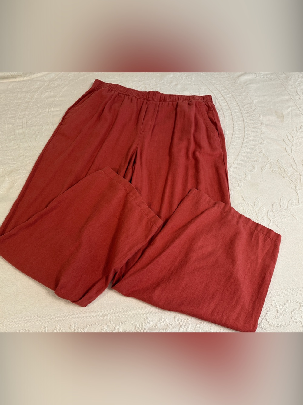Old Navy Linen/Rayon Wide-Leg Pants in Warm Rust
